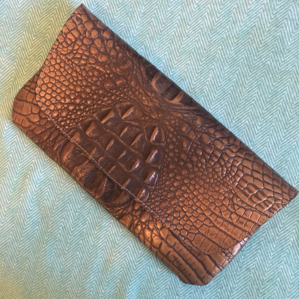 💎NWOT | CROCODILE GRAIN BRONZE ENVELOPE CLUTCH💎